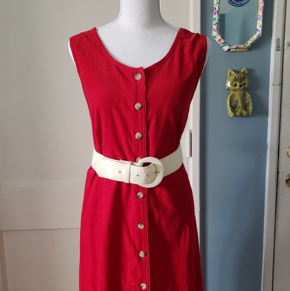 SOLD 🦋 Vintage Corduroy Jumper Style Maxi Dress